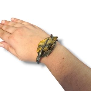 unique spoon and stone artisan  bracelet